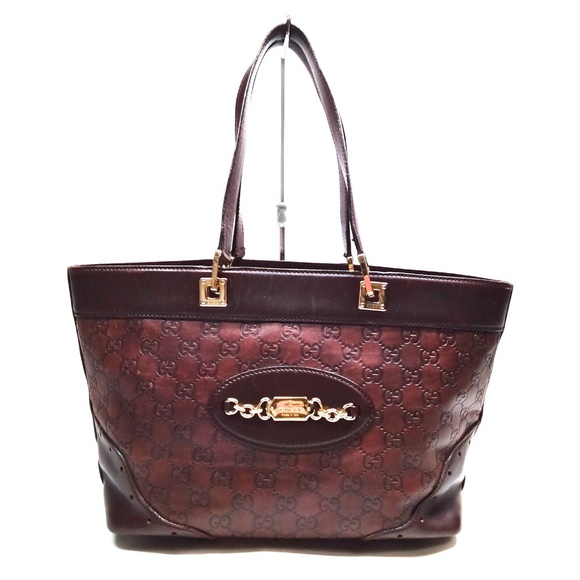 GUCCI Tote GG Pattern Guccissima Horsebit Leather Brown Vintage Authentic (R966) - Picture 1 of 3